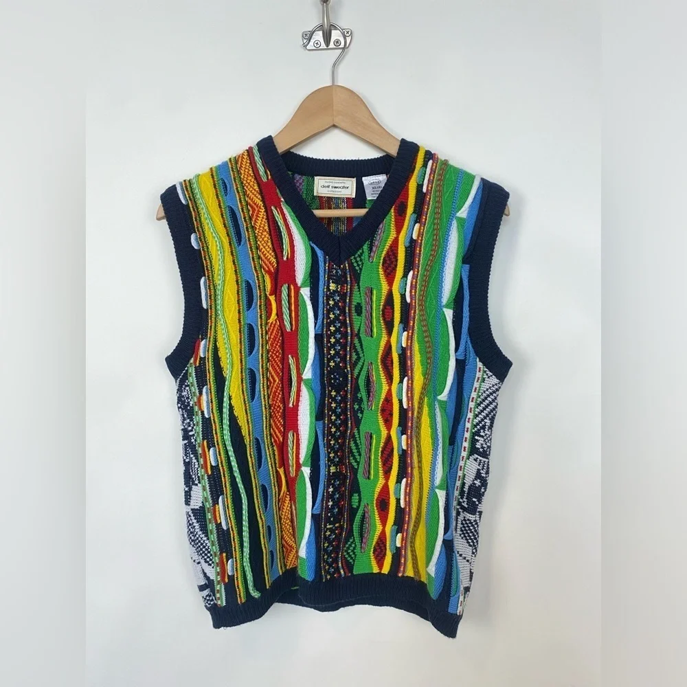 3D 90s Sweater‎ Vest V-neck Colorful